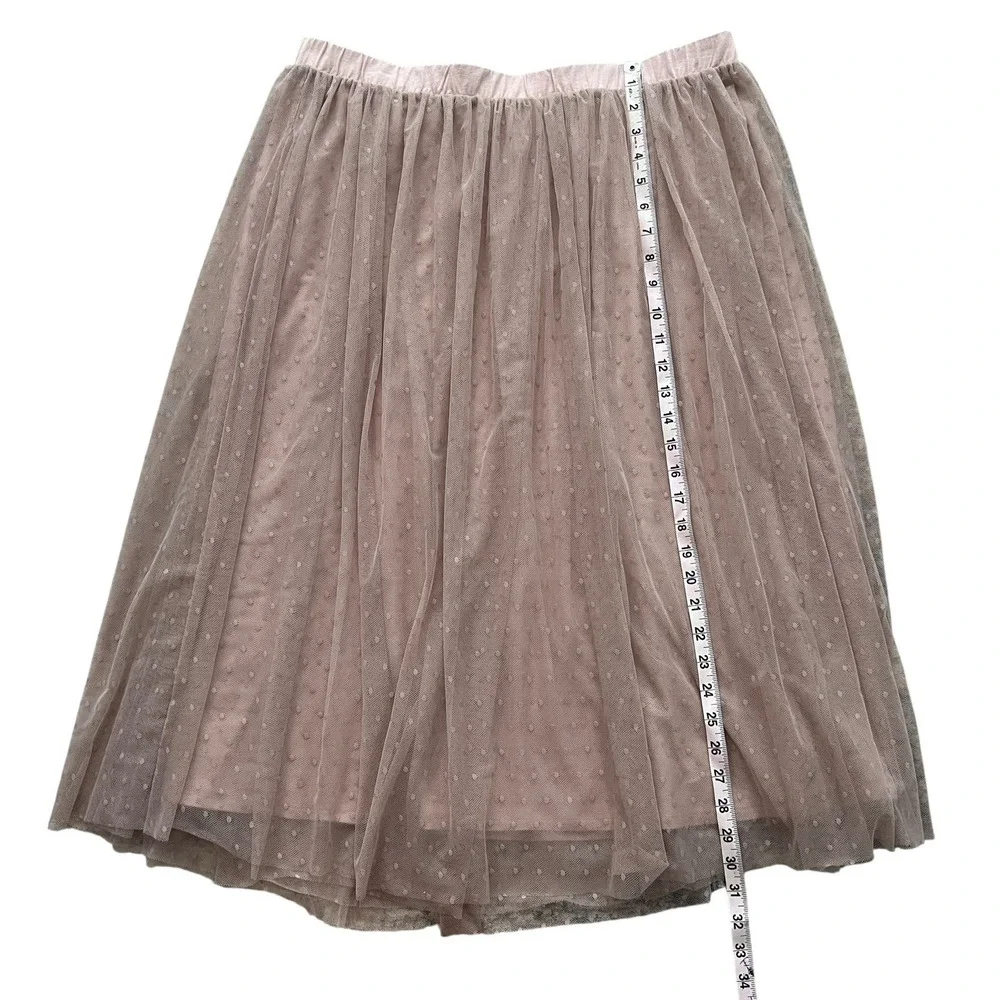Garnet Hill Women's XL Tulle Skirt Blush‎ Pink Mesh Polka Dot Ballet Fairy - Picture 2 of 8